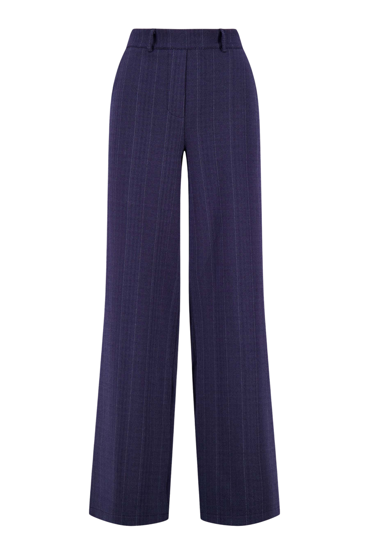 Zusss | Visgraat denim broek met stretch donker denim