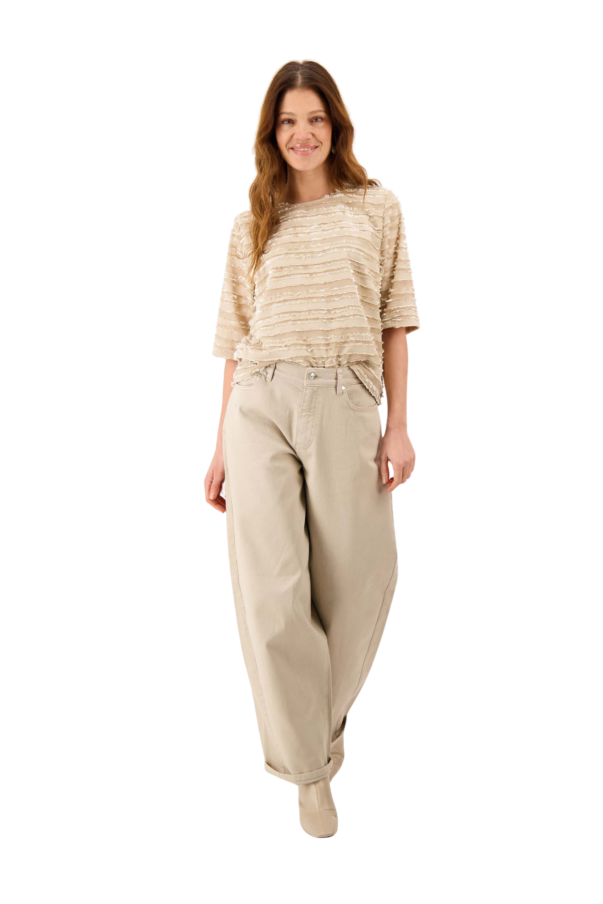 Zusss | Barrel broek met stretch zand