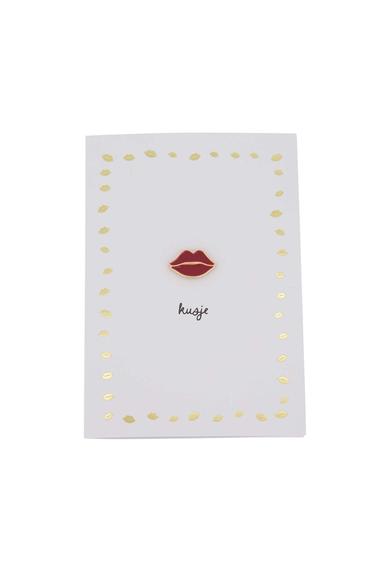 Zusss | Wenskaart kusje rood broche wit
