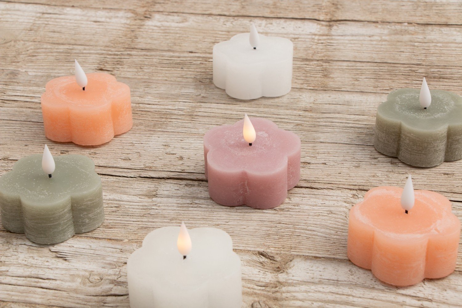 Home Society | Ledkaarsjes bloem roze (set2)