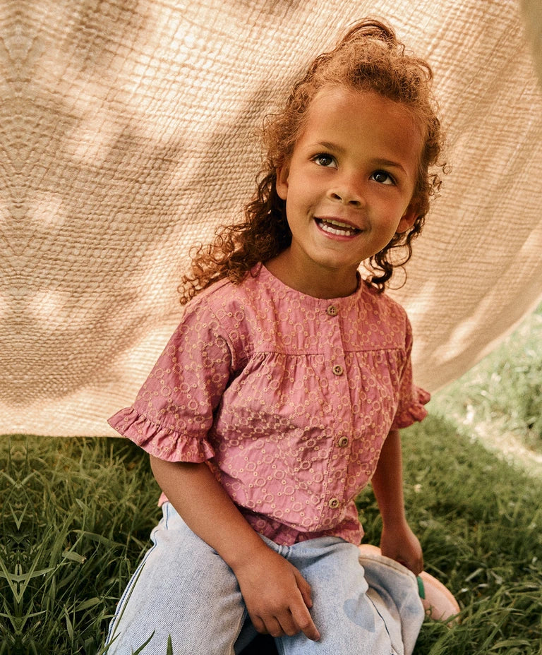 Daily7 | Shirt ruffle Broderie heather rose