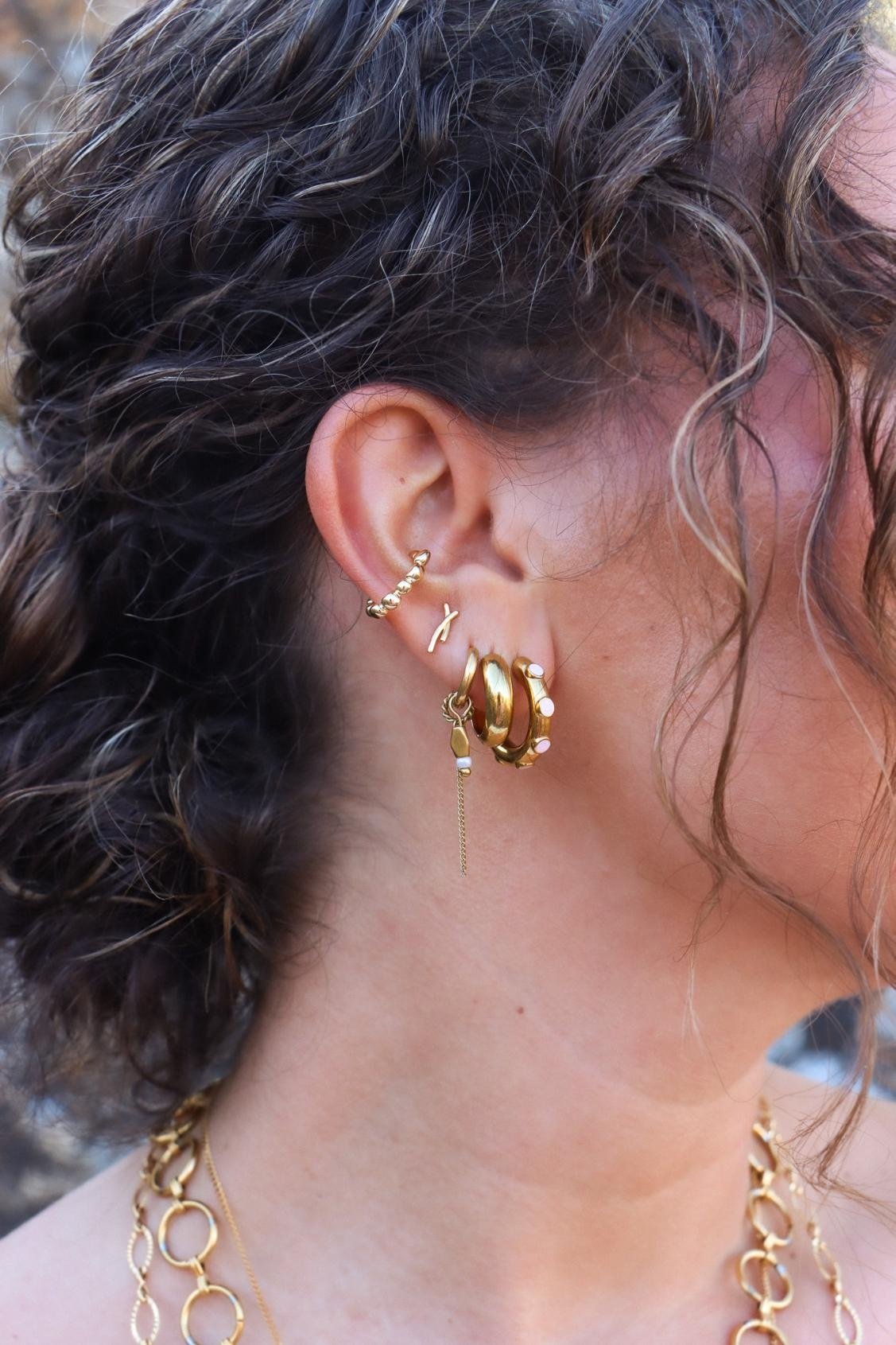 Label Kiki | Oorbellen Chain Medusa gold Set2