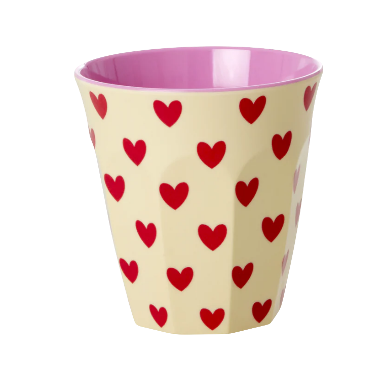 Rice | Drinkbeker melamine créme hartjes