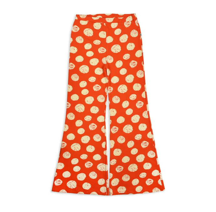 Ammehoela Broek Lazzo dots - rood wit gestippeld voor meiden, wijde pijp, 95% katoen