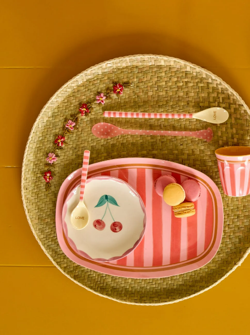 Rice | Drinkbeker melamine stripes roze