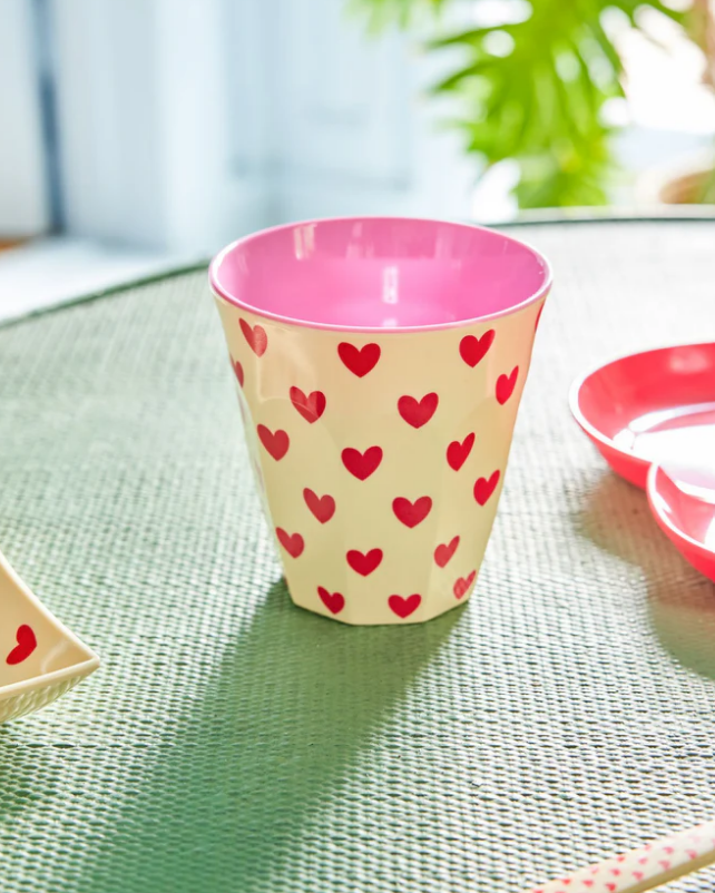 Rice | Drinkbeker melamine créme hartjes