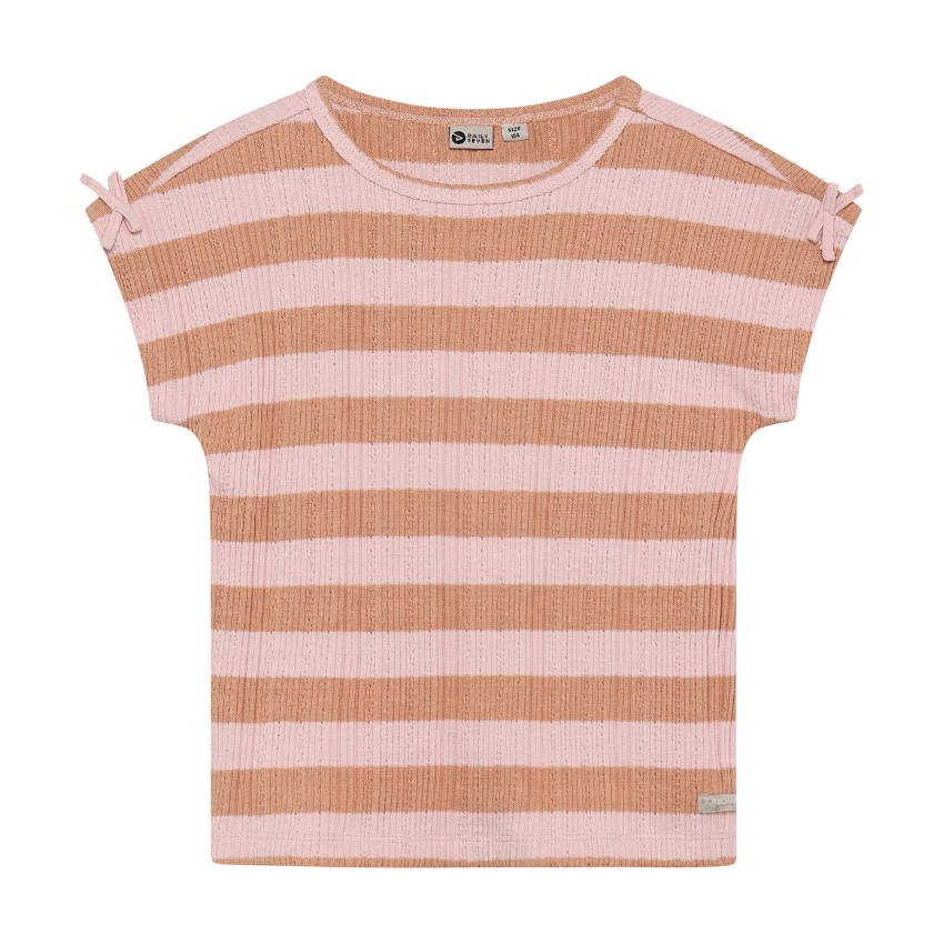 Daily7 | T-shirt Fancy stripe silver pink