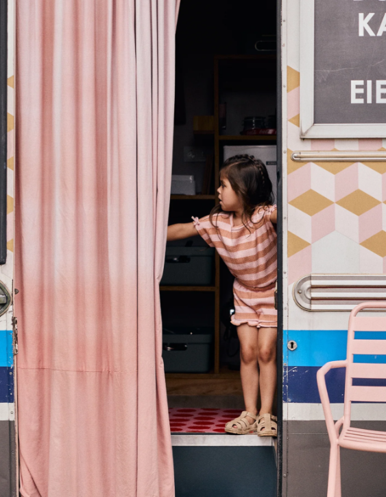 Daily7 | Short Ruffle Fancy stripe silver pink
